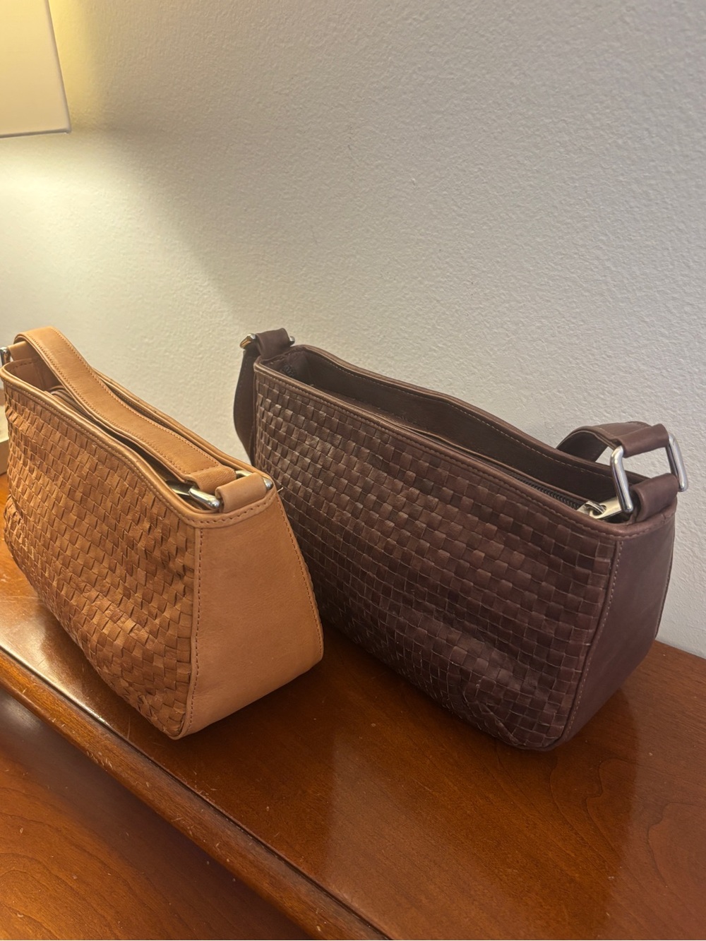 Bags by Pinky Genuine Leather Woven Shoulder Bag Bundle - Tan + Brown - Picture 3 of 16